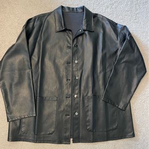 oversized faux leather shacket (shirt/jacket)